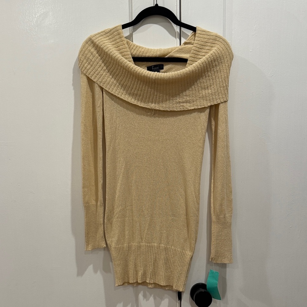 VINTAGE y2k Nordstrom Off-the-Shoulder Tan Sweater size S small NWT circa 2004